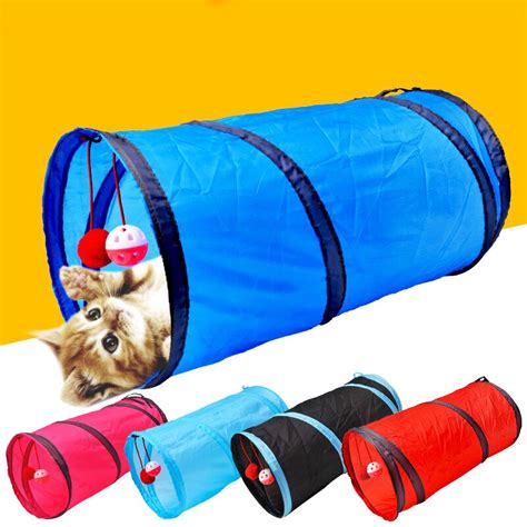 Cat Tunnel Tubes Crinkle 2 Color Funny Cat Tunnel Toy Cat Ferret