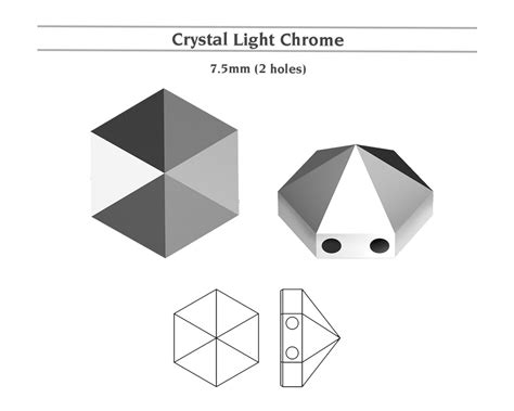 primero 5060 hexagon spike 2 holes 7 5mm crystal light chrome 4 pcs