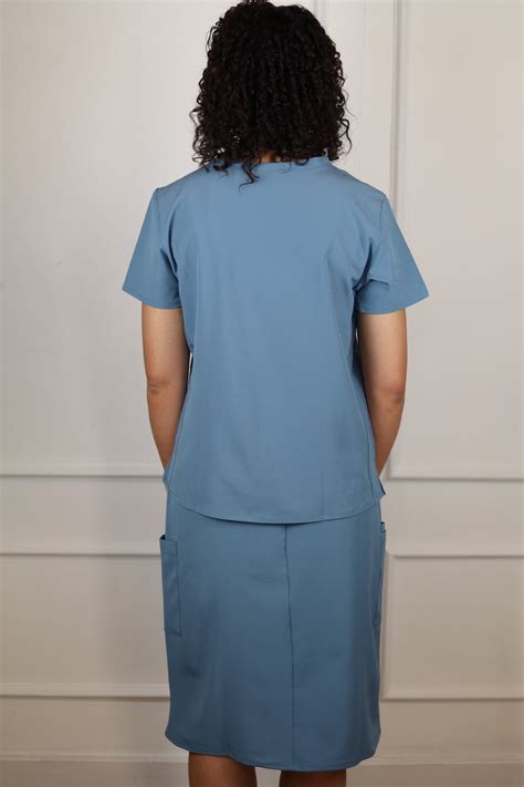 Womens Medical Scrub Skirt Stone Blue Csaucy