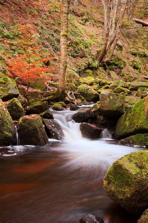 Beautiful Waterfall Flowing Through Autumn Fall Vibrant Landscape