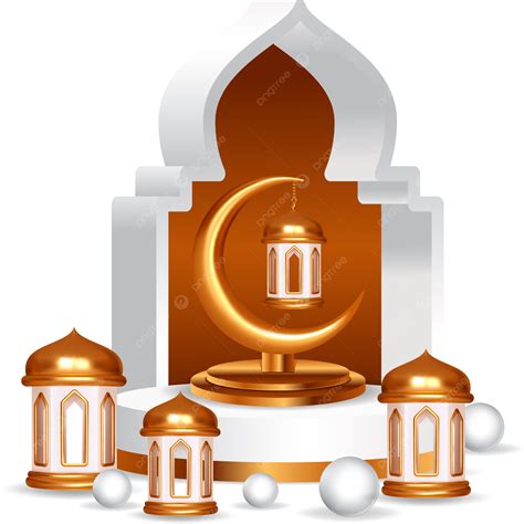 Lâmpada Dourada 3d Do Ramadan Kareem E Design De Vetor De Lua Do Ramadã