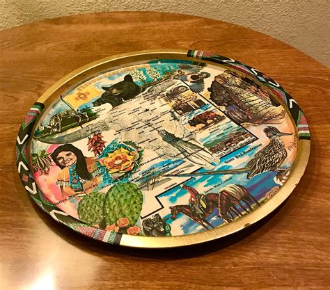 Vintage New Mexico Tin Souvenir Plate Etsy