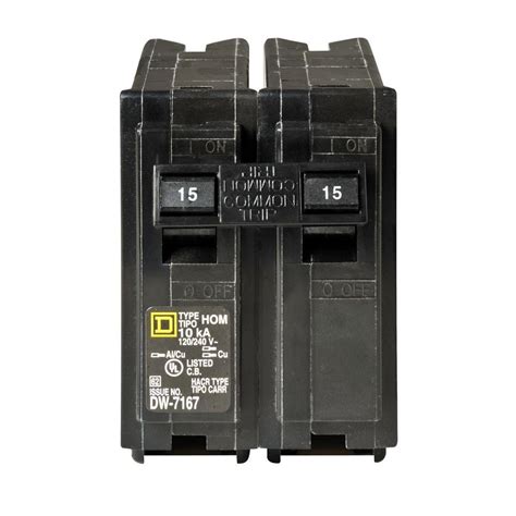 Square D Homeline 15 Amp 2 Pole Circuit Breaker Hom215cp The Home Depot