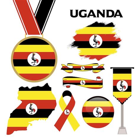Premium Vector Elements Collection With The Flag Of Uganda Design