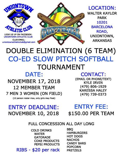 Co Ed Slow Pitch Softball Tournament