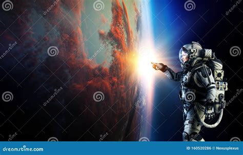 Astronaut And Planet Human In Space Concept Stock Photo Image Of