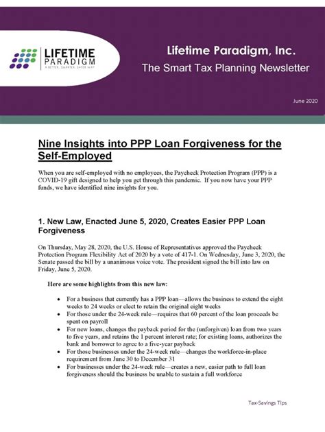 The Smart Tax Planning Newsletter June 2020 Lifetime Paradigm