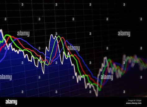 Financial Stock Market Graph And Bar Chart Price Display On Dark