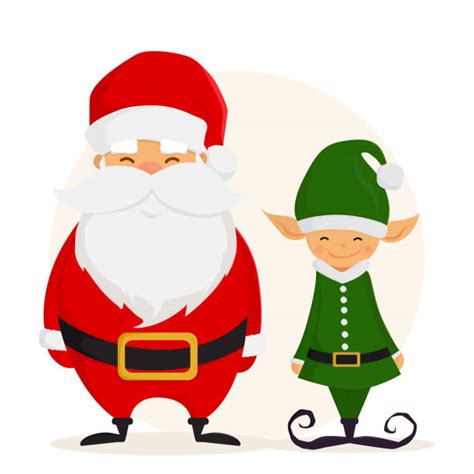 Royalty Free Vector Flat Christmas Santa Claus Elf Character Portrait