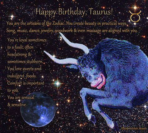 Zodiac Card Astrology Card Taurus Taurus Star Sign Birthday Card Paper