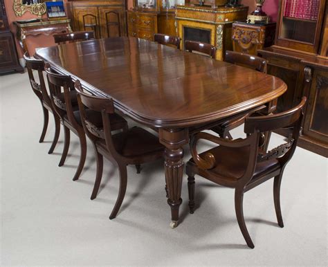 Antique Victorian Mahogany Dining Table 8 Regency Chairs