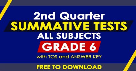 Grade 6 2nd Quarter Summative Tests All Subjects With Tos Deped Click
