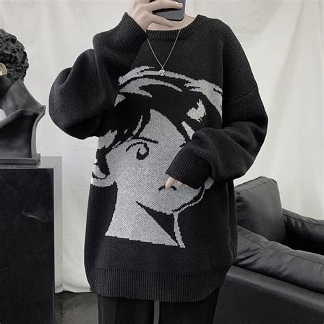 Vintage Black Anime Sweater Grailed
