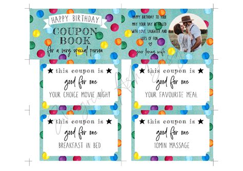 Birthday Coupons Editable Coupon Book Happy Birthday T Etsy