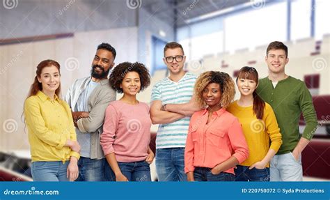 Group Of Smiling International University Students Stock Photo Image