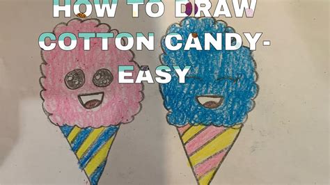 How To Draw Cotton Candy Easy Youtube