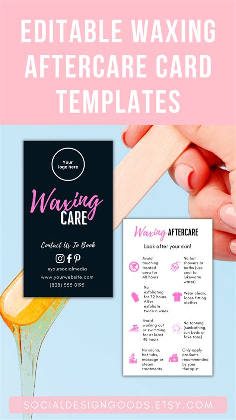 Easy To Edit Waxing Aftercare Cards Perfect For Handing Out To Clients