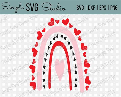 Valentine Rainbow SVG Hearts Rainbow SVG Rainbow Cut File | Etsy
