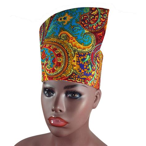 Ankara African Wax Print Tribal Hat Headdress Crown Kufi Etsy African Hats Tribal Hat