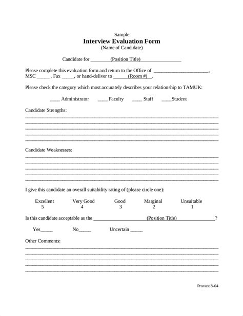 interview evaluation form 9 examples format pdf examples