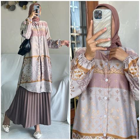 Jual Alrina Long Tunik By Zalfa Outfit Long Tunik Motif Premium