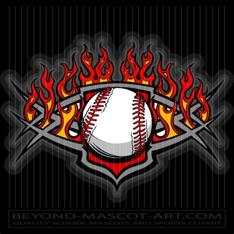 Baseball Graphic With Flames Graphic Vector Baseball Image