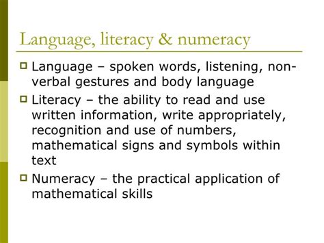 Language Literacy And Numeracy