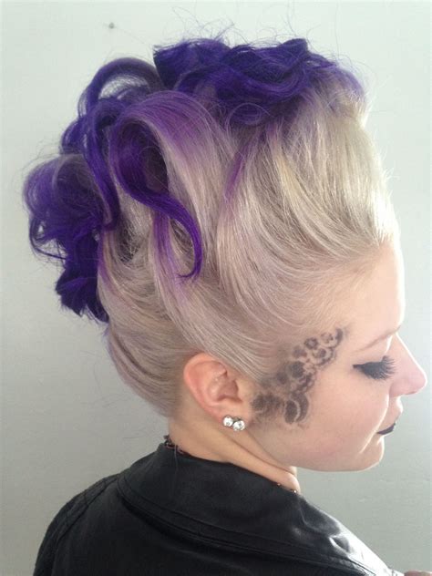 Victorian Gothic Mohawk Updo Platinum Blonde Vibrant Purple Ombre Lace