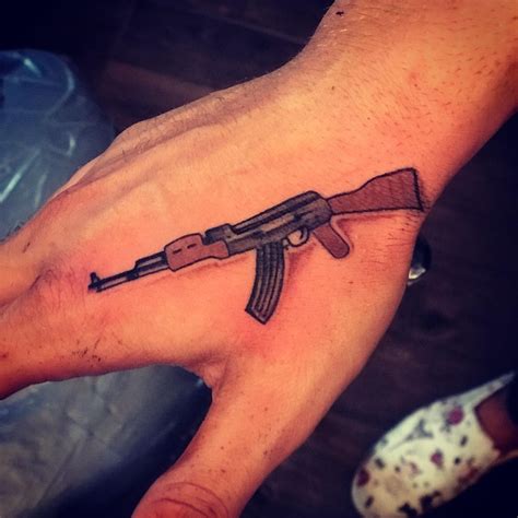 Ak 47 Gun Tattoo On Hand