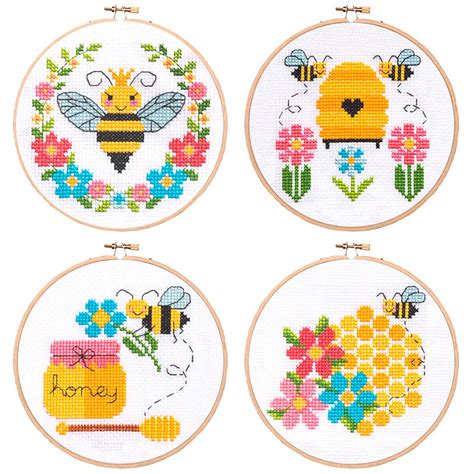 Cross Stitch Bees Pattern Tiny Honey Modernist Bee Modern Tennessee Hobby