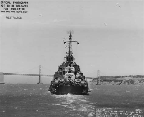 Stern View Of Uss Spence Dd 512 San Francisco 1943