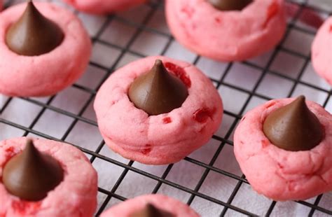 Cherry Chocolate Kisses Cookies Cute Valentines Day Sweets And