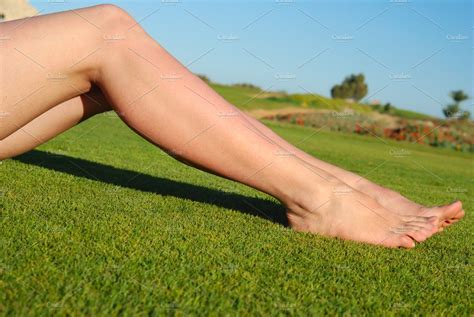 Sexy Female Legs On The Grass High Quality People Images ~ Creative