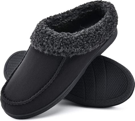 Dl Warm House Slippers For Men Memory Foam Winter Cozy Wool Like Mens Slippers