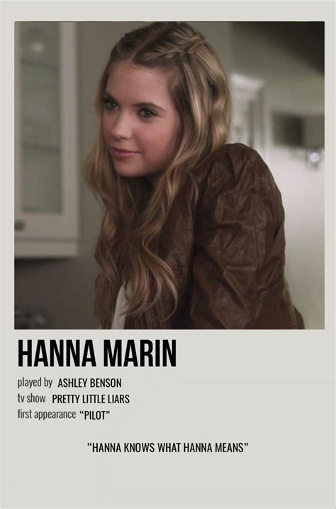 Minimal Polaroid Character Poster For Hanna Marin From Pll Pretty