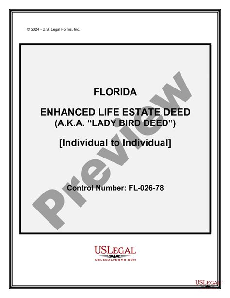 Florida Enhanced Life Estate Or Lady Bird Deed Life Estate Deed Us Legal Forms