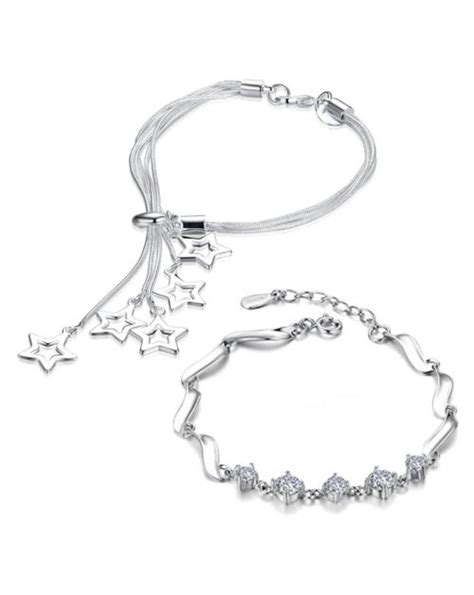 Buy YouBella Jewellery Silver Plated Bracelet Combo For Girls And Women