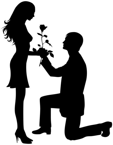 Marriage Proposal Silhouette Clip Art Silhouette Png Download 466