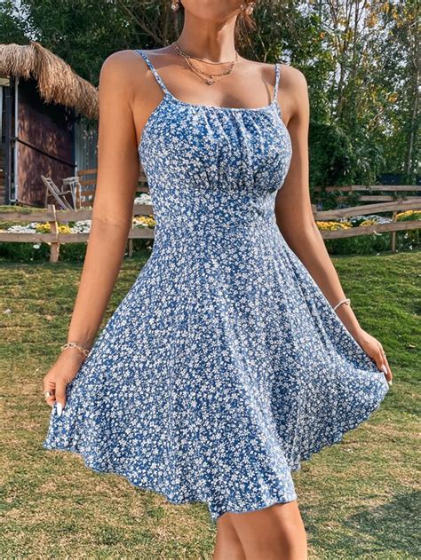 Shein Wywh Ditsy Floral Print Ruched Bust Cami Dress Shein Usa