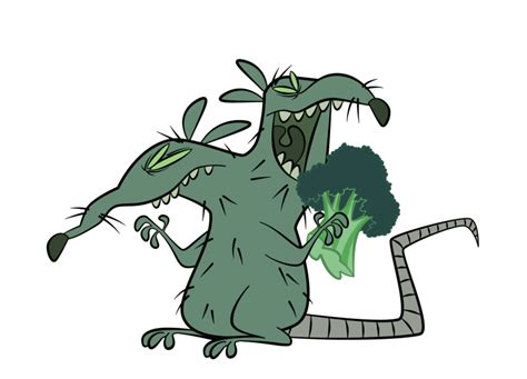 Zee Risek Art Blog 2 Headed Radioactive Zombie Rat Eating Broccoli
