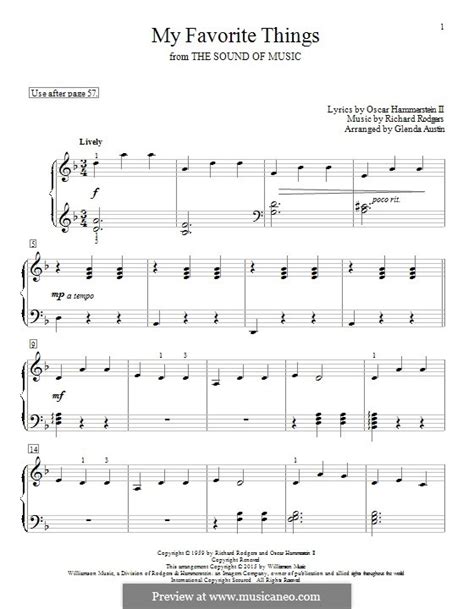 piano version my favorite things by r rodgers sheet music on musicaneo