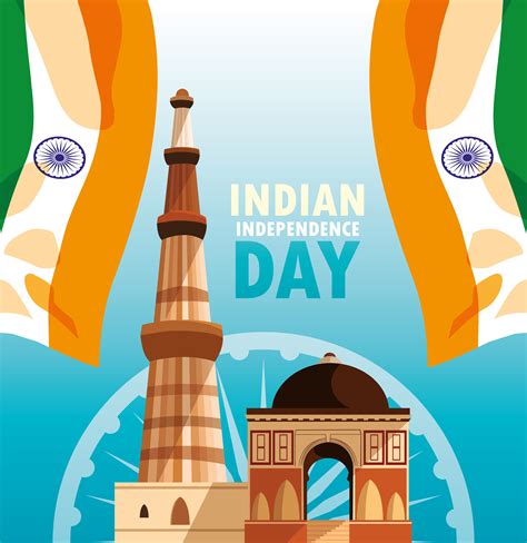 Indian Independence Day Poster With Flag And Jama Masjid 679300 Vector Art At Vecteezy