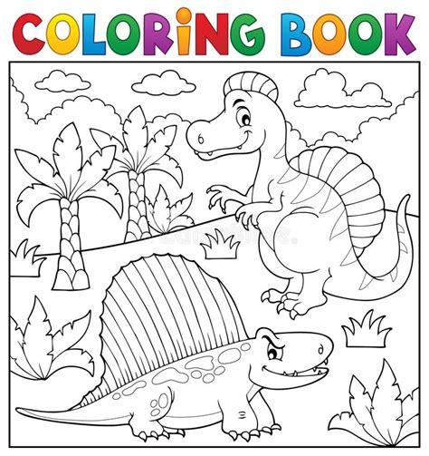 Tema 3 Del Dinosaurio Del Libro De Colorear Ilustración Del Vector