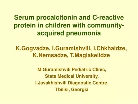 Ppt Serum Procalcitonin And C Reactive Protein In Children With
