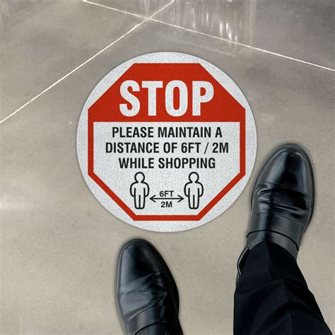 Stop Maintain 6 Feet While Shopping Floor Sign Claim Your 10 Discount