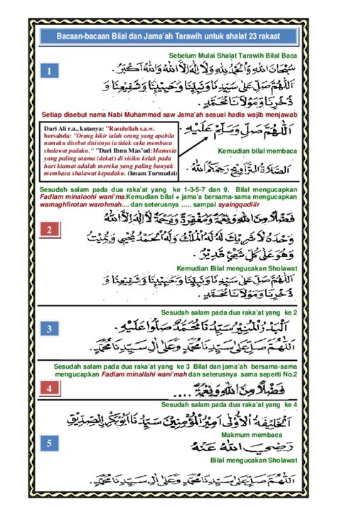 Untuk lebih lengkapnya, berikut ini kami share bacaan bilal shalat tarawih dan bilal witir lengkap dengan jawabannya, dimana bacaan bilal tarawih. Bacaan Bilal Tarawih 8 Rakaat - Berbagi Informasi