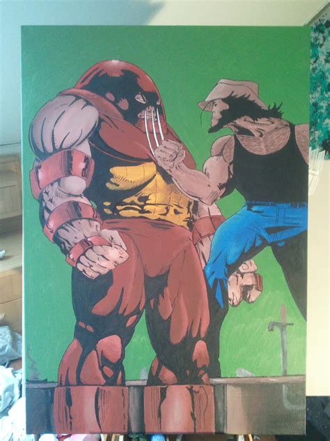 Juggernaut Vs Wolverine Painting By Blueyonder On Deviantart