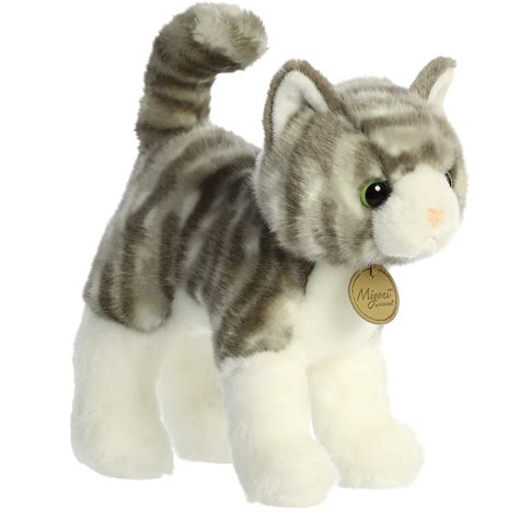 Aurora Miyoni 10 Grey Tabby Cat Plush Toy Animal Ebay
