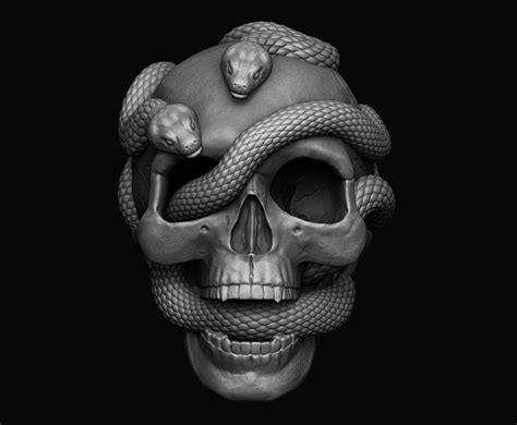Skull With Snakes 3d Printable Model Cgtrader