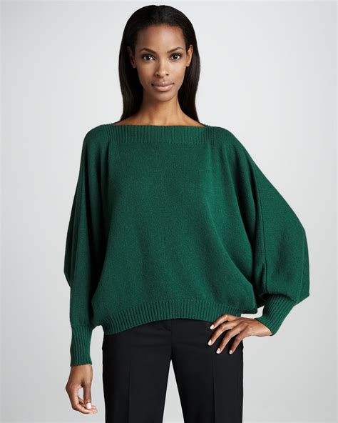 Lyst Lafayette 148 New York Dolman Sleeve Cashmere Sweater In Green